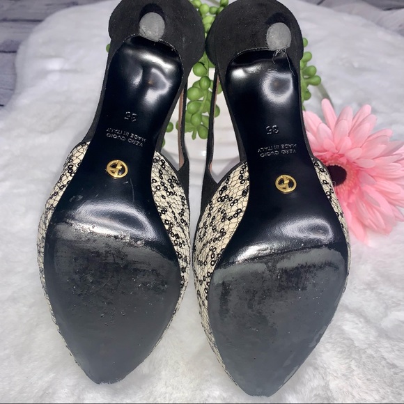 Giorgio Armani Black Suede & Sequins Heels Size 5 - Picture 5 of 14